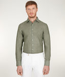Verde Oliva Lino Made In Italy Shirt