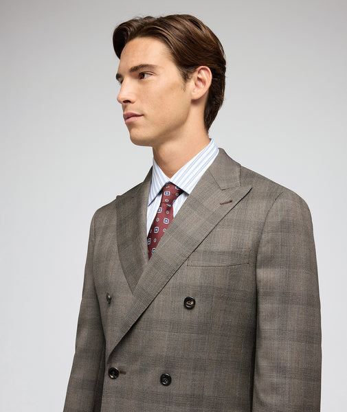 Traje Príncipe de Gales gris plomo y azul claro