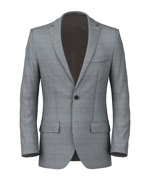 Chaqueta en lana Príncipe de Galles azul