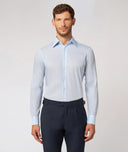 Camicia su Misura da Uomo Azzurra in Zephyr di Cotone