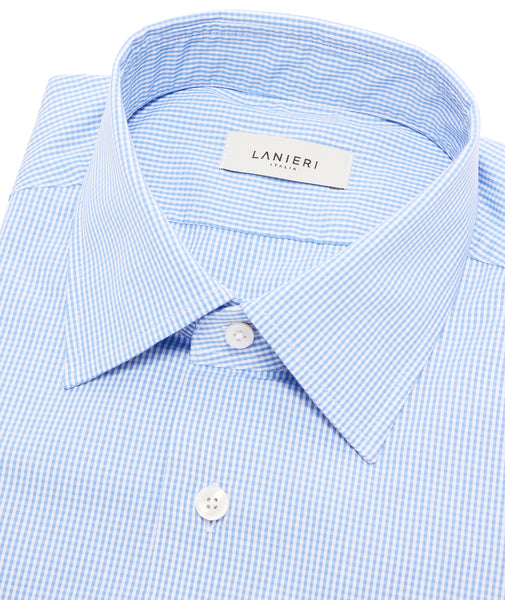 Light Blue Cotton Microsquared Poplin Shirt