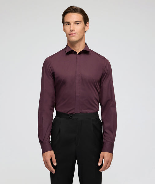 Chemise de cérémonie en coton bordeaux