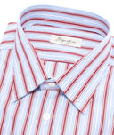 Light blue and burgundy striped cotton shirt