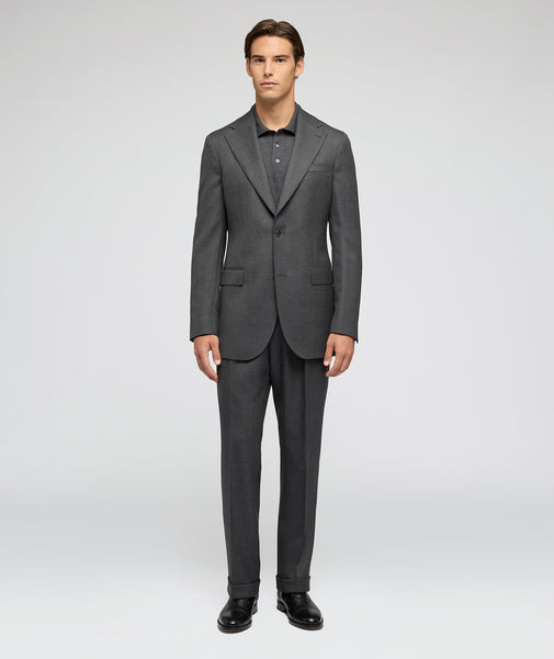 Traje hecho a medida para hombre gris en twill de lana