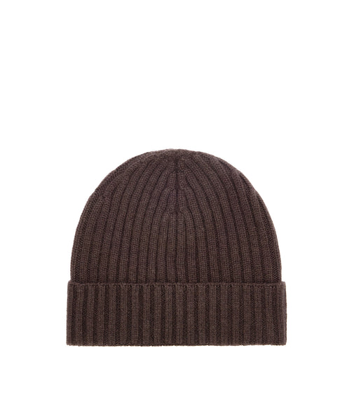 Beanie in brown cashmere