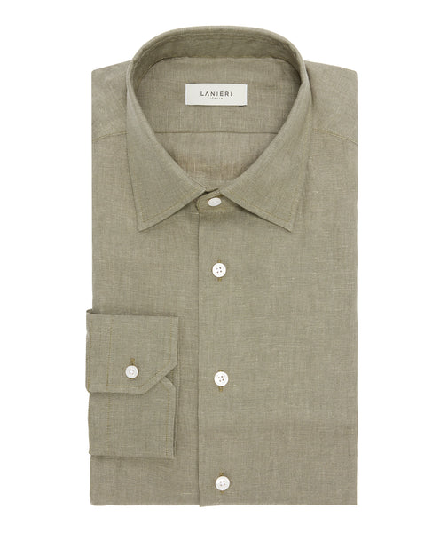 Chemise Lin Vert Olive Made in Italy