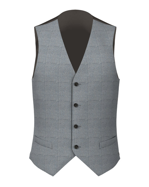 Gilet en laine prince de galles bleu clair